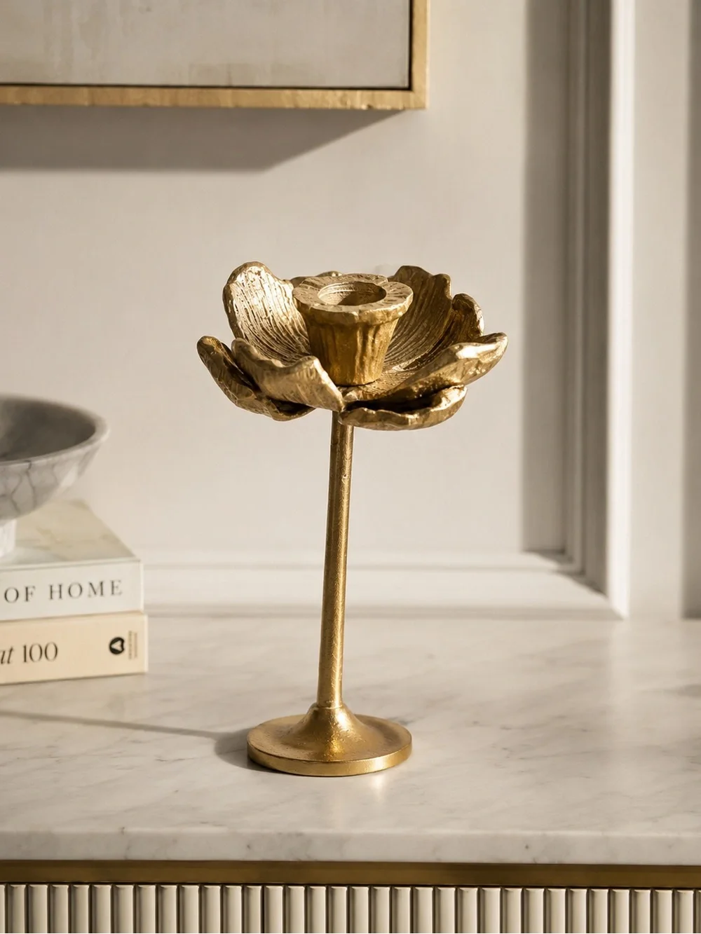 Gold Floral Candle Holder - hand craft in India anthropology vibes
